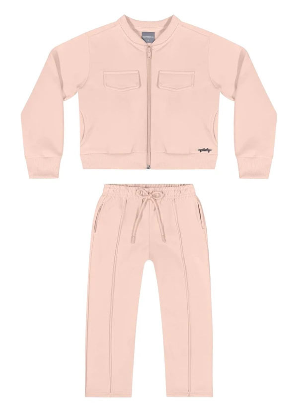 Quimby - Conjunto Jaqueta Cropped e Calça Rosa 2
