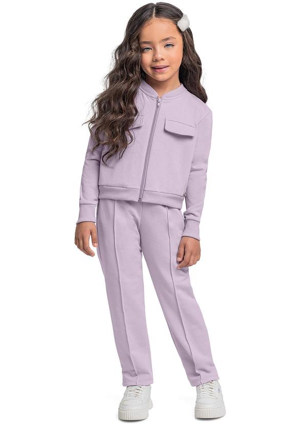 Quimby - Conjunto Jaqueta Cropped e Calça Roxo 1