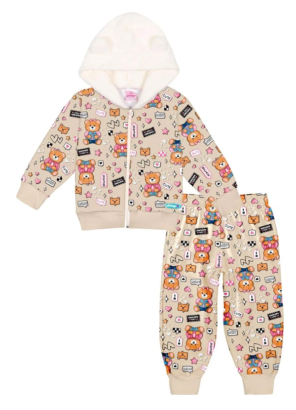 Abrange - Conjunto Jaqueta e Calça Baby Bege