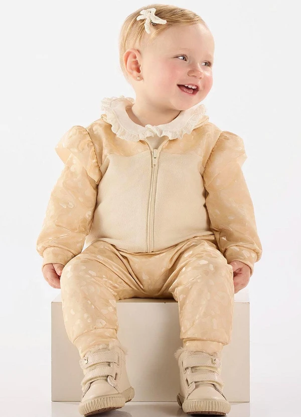 Up Baby - Conjunto Jaqueta e Calça Bebê Bege