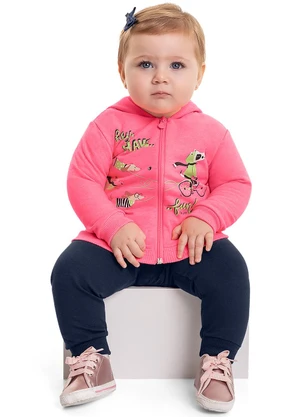 Bee Loop - Conjunto Jaqueta e Calça Bebê Menina Rosa - BEE LOOP