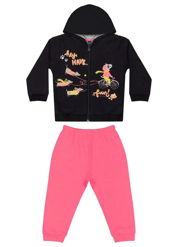 Bee Loop - Conjunto Jaqueta e Calça Bebê Preto