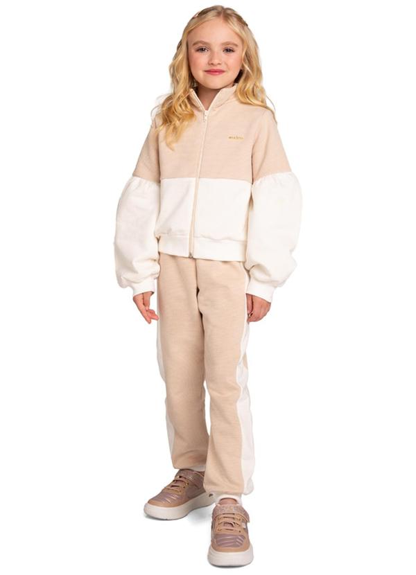 Marlan - Conjunto Jaqueta e Calça com Moletom Bege