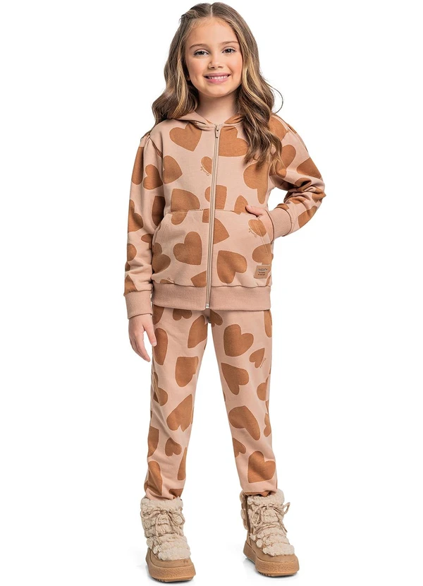 Quimby - Conjunto Jaqueta e Calça Corações Marrom 1