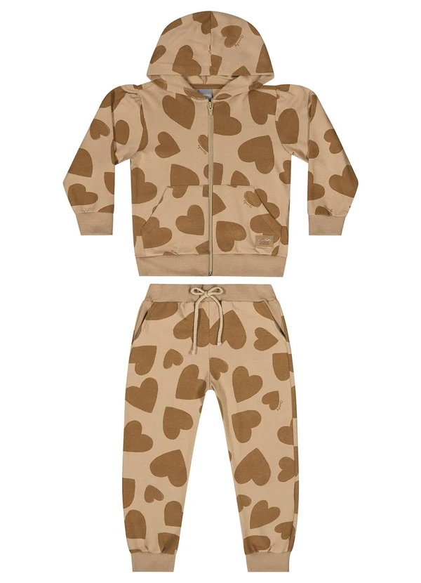 Quimby - Conjunto Jaqueta e Calça Corações Marrom 3