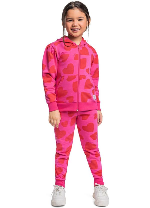 Quimby - Conjunto Jaqueta e Calça Corações Rosa