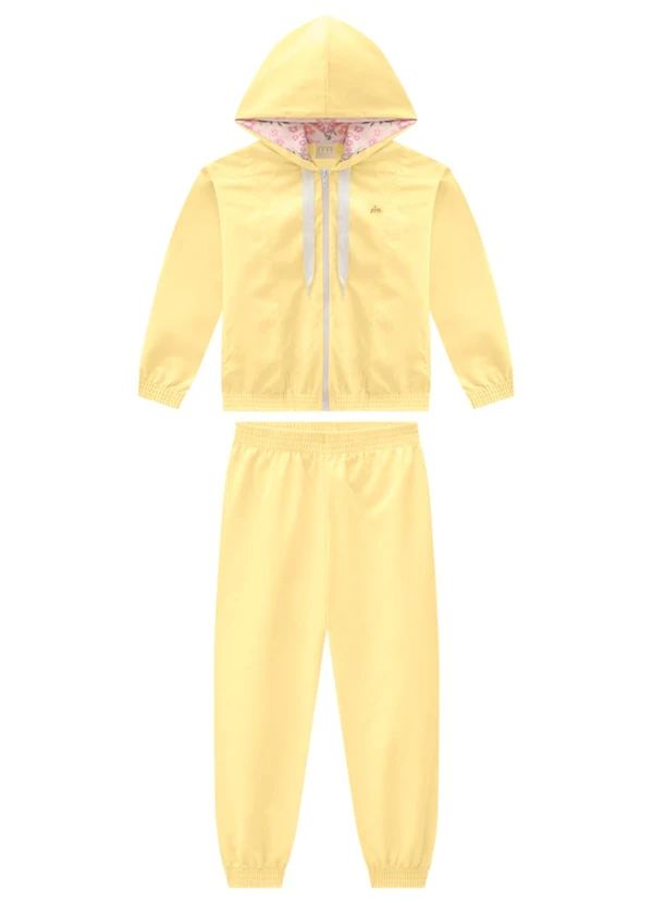 Milli e Nina - Conjunto Jaqueta e Calça em Corta Vento Amarelo
