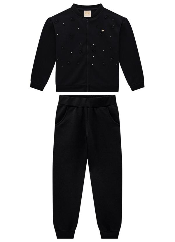 Milli e Nina - Conjunto Jaqueta e Calça em Malha Tricot Preto 2