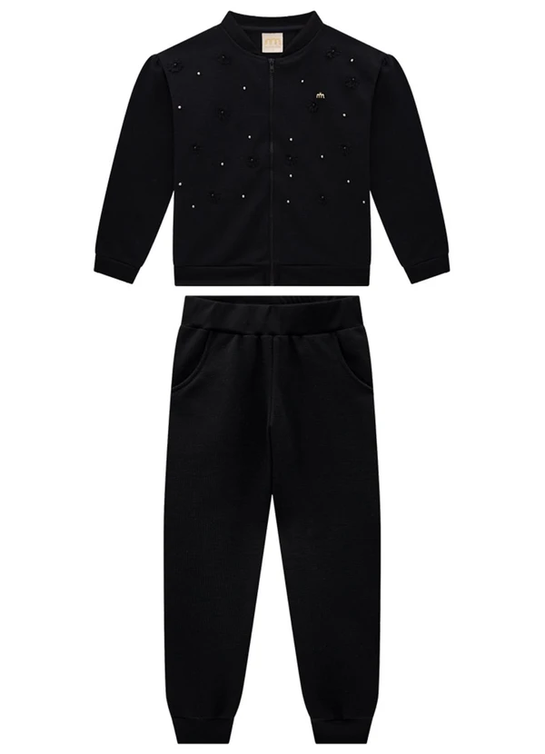 Milli e Nina - Conjunto Jaqueta e Calça em Malha Tricot Preto 2