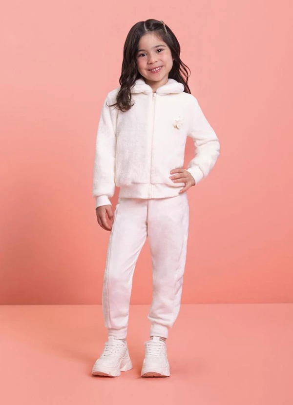 Milli e Nina - Conjunto Jaqueta e Calça em Molecotton Bege