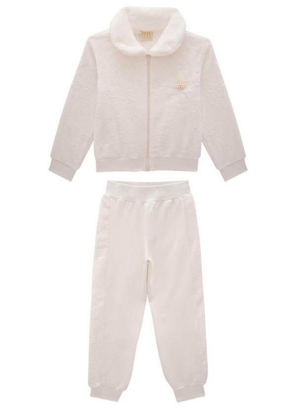 Milli e Nina - Conjunto Jaqueta e Calça em Molecotton Bege 2