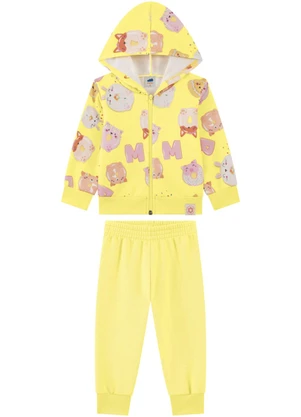 Marlan - Conjunto Jaqueta e Calça em Moletom Amarelo - MARLAN