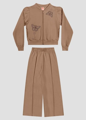 Kely Kety - Conjunto Jaqueta e Calça em Moletom Marrom - KELY KETY