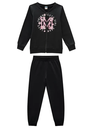 Marlan - Conjunto Jaqueta e Calça em Moletom Preto - MARLAN