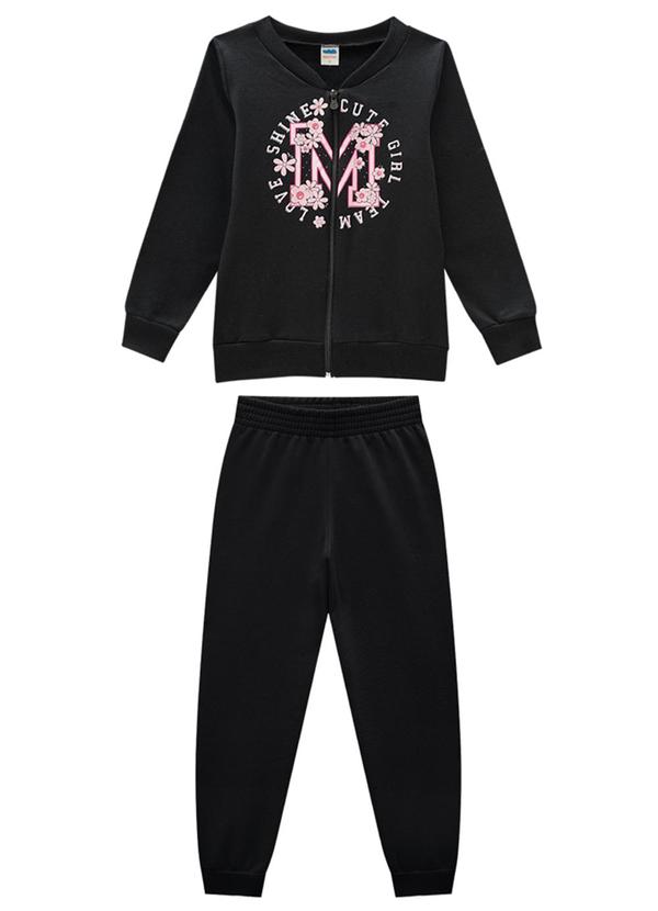 Marlan - Conjunto Jaqueta e Calça em Moletom Preto