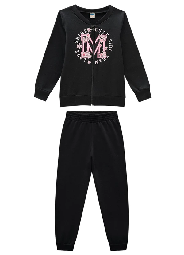 Marlan - Conjunto Jaqueta e Calça em Moletom Preto