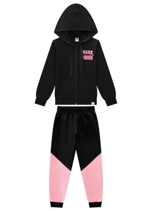 Marlan - Conjunto Jaqueta e Calça em Moletom Preto - MARLAN