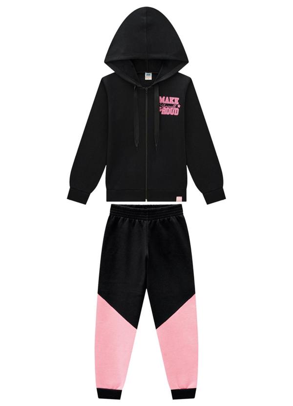 Marlan - Conjunto Jaqueta e Calça em Moletom Preto