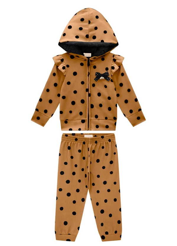 Milli e Nina - Conjunto Jaqueta e Calça em Poá Marrom 2