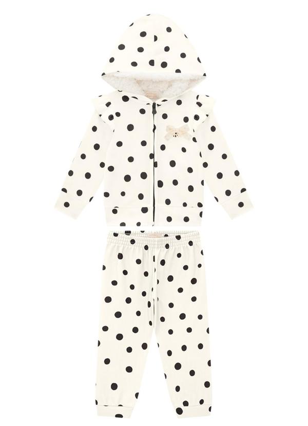 Milli e Nina - Conjunto Jaqueta e Calça em Poá Sofisticado Bege