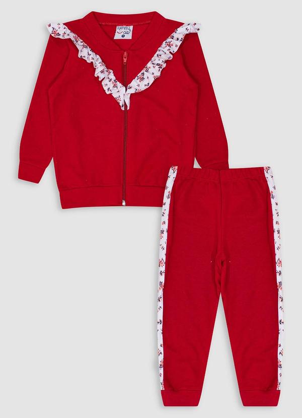 Turminha - Conjunto Jaqueta e Calça Friso Vermelho