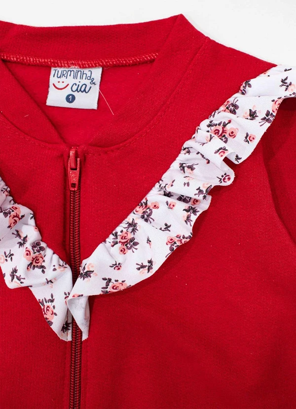 Turminha - Conjunto Jaqueta e Calça Friso Vermelho 2