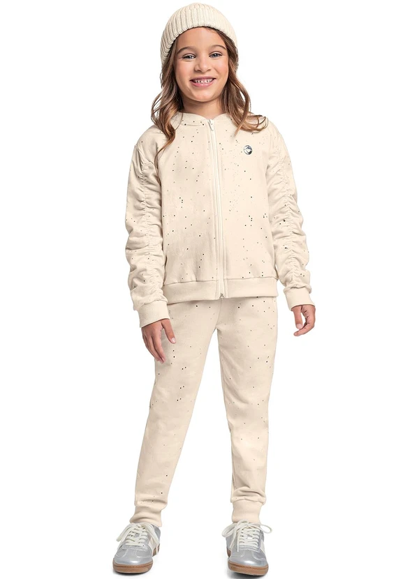 Quimby - Conjunto Jaqueta e Calça Glitter Bege