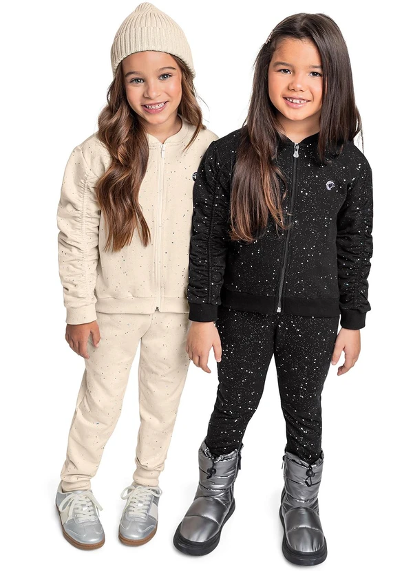 Quimby - Conjunto Jaqueta e Calça Glitter Bege 3