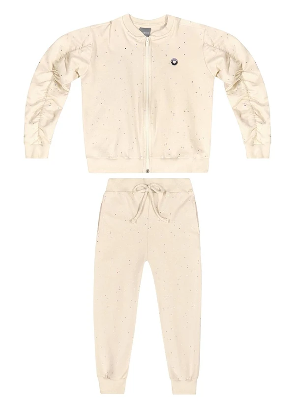 Quimby - Conjunto Jaqueta e Calça Glitter Bege 4