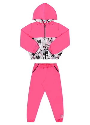 Marlan - Conjunto Jaqueta e Calça Microfibra Estampa Rosa - MARLAN