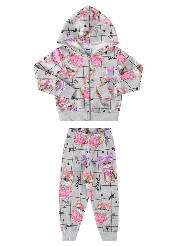 Marlan - Conjunto Jaqueta e Calça Moletom Fashion Cinza