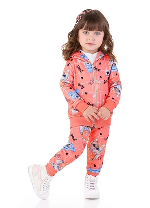 Marlan - Conjunto Jaqueta e Calça Moletom Fashion Laranja - MARLAN