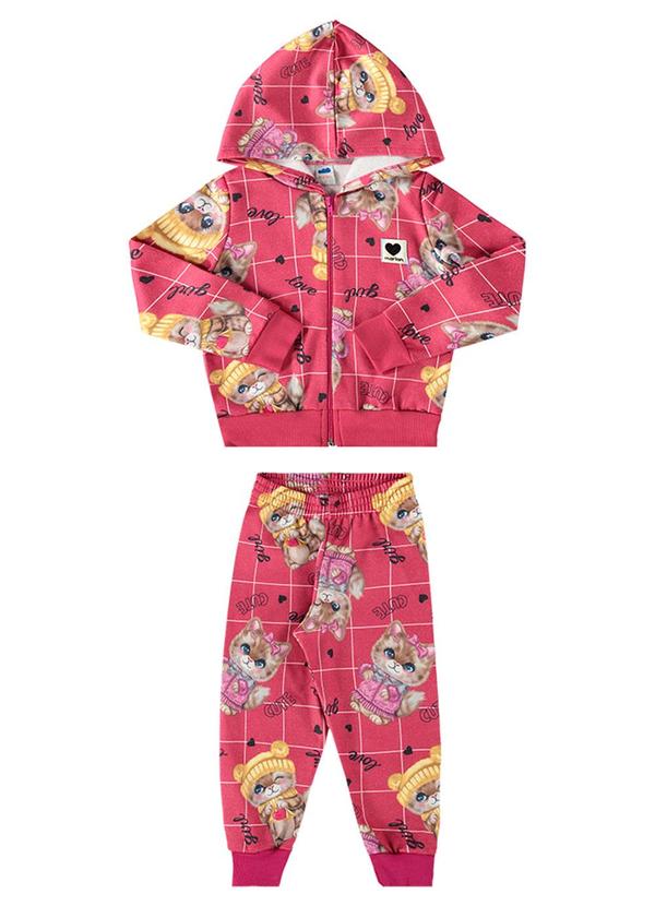 Marlan - Conjunto Jaqueta e Calça Moletom Fashion Rosa