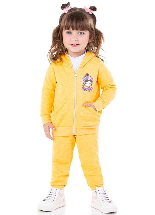 Marlan - Conjunto Jaqueta e Calça Moletom Flamê Amarelo