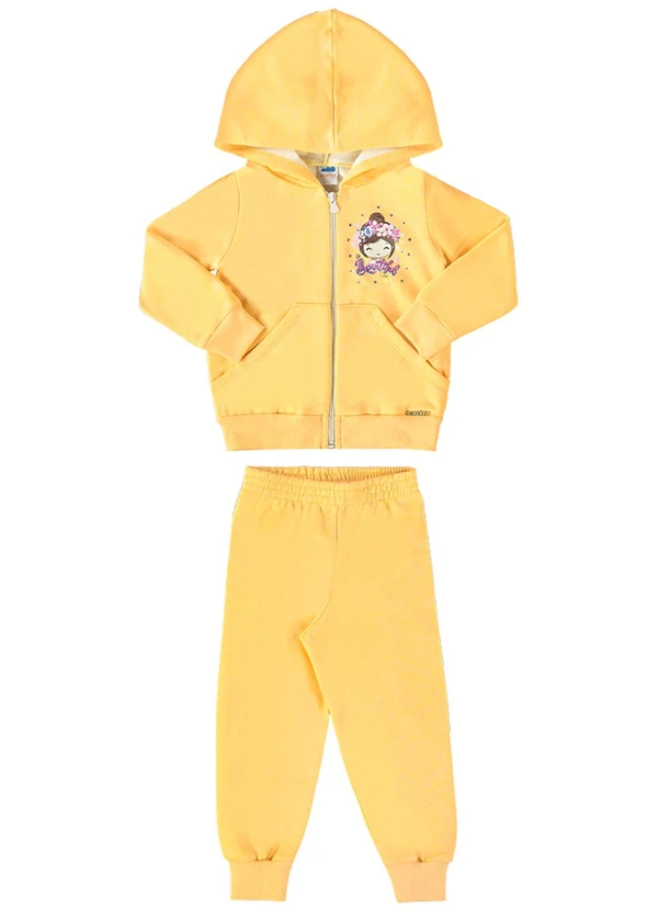 Marlan - Conjunto Jaqueta e Calça Moletom Flamê Amarelo 2