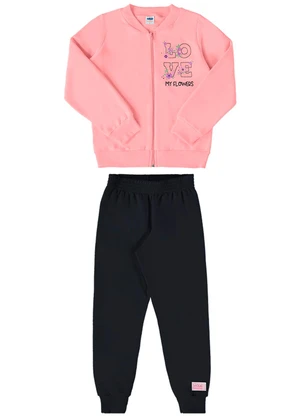 Marlan - Conjunto Jaqueta e Calça Moletom My Flowers Rosa - MARLAN