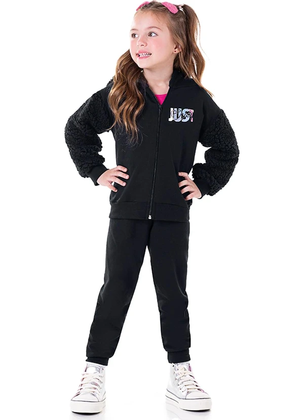 Marlan - Conjunto Jaqueta e Calça Moletom Pelo Preto 1
