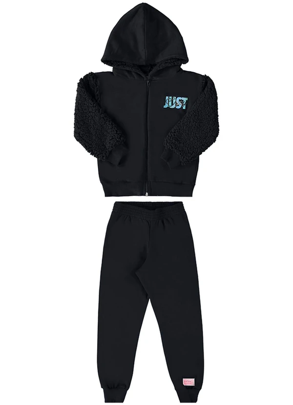 Marlan - Conjunto Jaqueta e Calça Moletom Pelo Preto 2