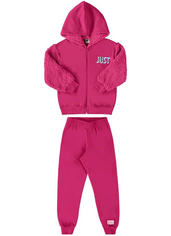Marlan - Conjunto Jaqueta e Calça Moletom Pelo Rosa