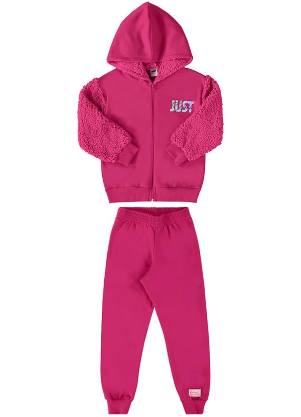 Marlan - Conjunto Jaqueta e Calça Moletom Pelo Rosa 1