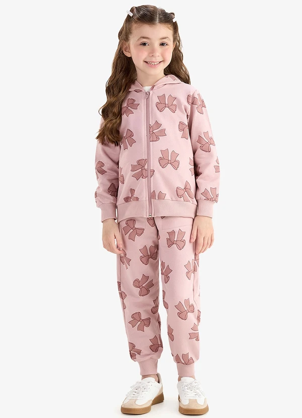 Rovi Kids - Conjunto Jaqueta e Calça Moletom Sarjado Rosa 1