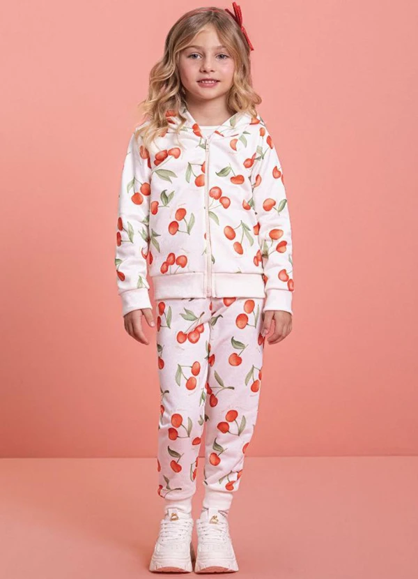 Milli e Nina - Conjunto Jaqueta e Calça Moletom Vermelho