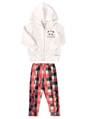 Marlan - Conjunto Jaqueta e Calça Moletom Xadrez Bege - MARLAN