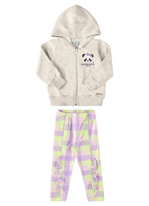 Marlan - Conjunto Jaqueta e Calça Moletom Xadrez Cinza - MARLAN