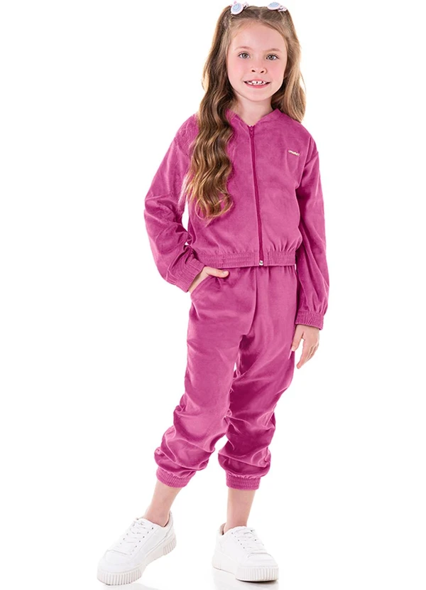 Marlan - Conjunto Jaqueta e Calça Plush com Punho Rosa 1
