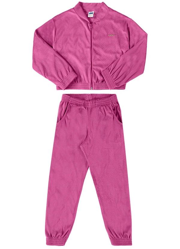 Marlan - Conjunto Jaqueta e Calça Plush com Punho Rosa 2