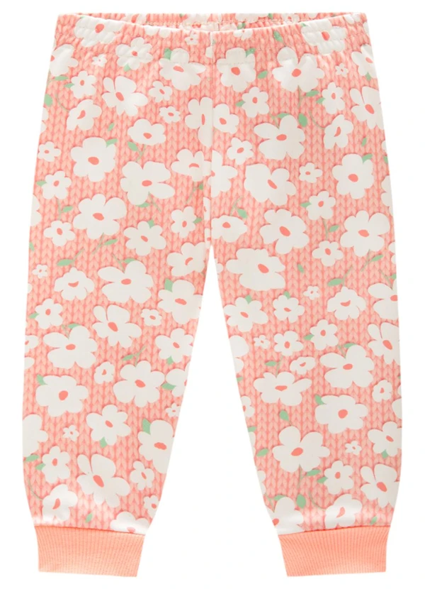 Marlan - Conjunto Jaqueta e Calça Tricot Floral Rosa 4