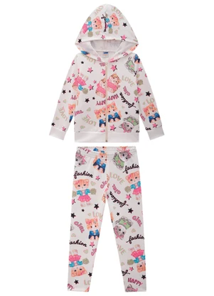 Marlan - Conjunto Jaqueta e Legging College Cats Bege - MARLAN