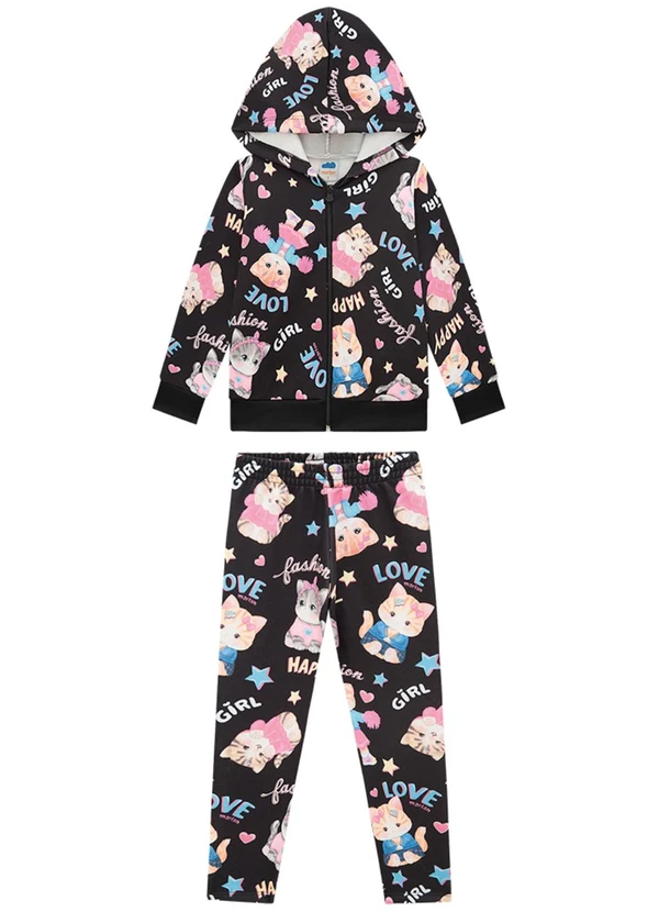 Marlan - Conjunto Jaqueta e Legging College Cats Preto 2