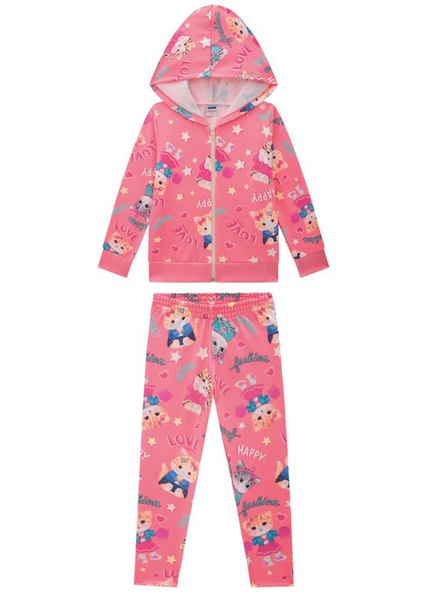 Marlan - Conjunto Jaqueta e Legging College Cats Rosa